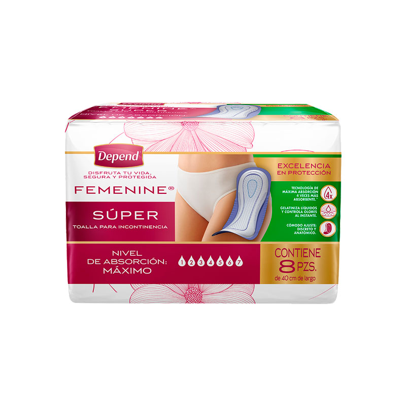DEPEND FEME TOALLA ANATOMICA SUP BOL C/8
