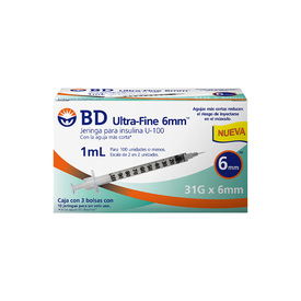 BD Plastipak Jeringas Para Insulina de 1 ML con Aguja Desprendible