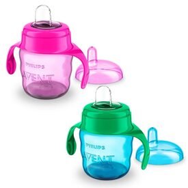 Vaso Rosa con Boquilla para Bebés de +6 Meses 200 Ml Avent