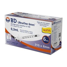 Aguja para Insulina BD Ultra-Fine 32G x 4mm, 10 pzas.