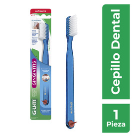 GUM Cepillo de dientes suave clásico, incluye punta de goma y púa dental y  cubierta 1ct (12 unidades)